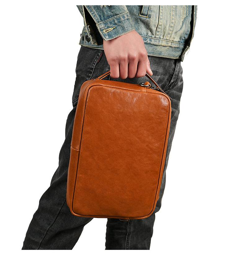 復古真皮男士斜挎包 戶外騎行簡約公事包 休閒時尚手提包斜背包 個性斜挎包新款男包推薦 真皮包包