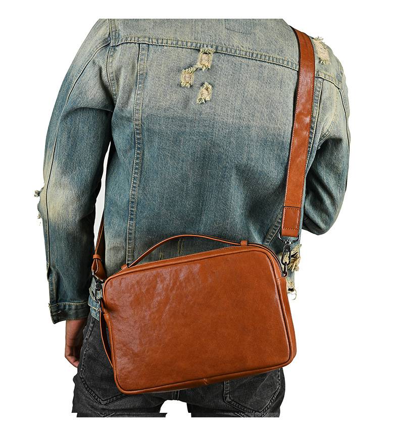 復古真皮男士斜挎包 戶外騎行簡約公事包 休閒時尚手提包斜背包 個性斜挎包新款男包推薦 真皮包包