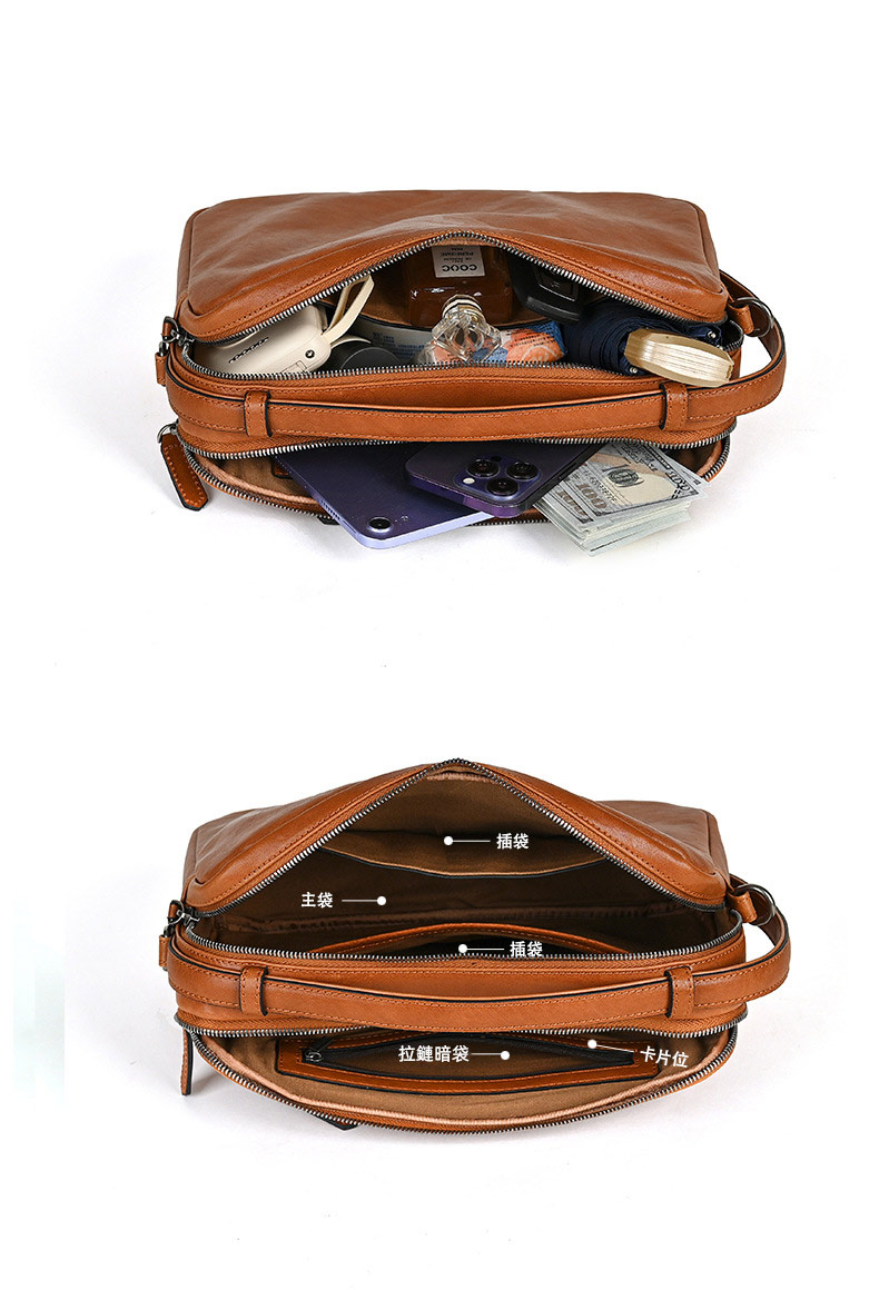 復古真皮男士斜挎包 戶外騎行簡約公事包 休閒時尚手提包斜背包 個性斜挎包新款男包推薦 真皮包包