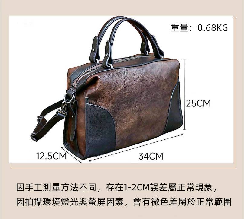 新款復古手工擦色多用途手提包 頭層牛皮大容量女包 樹膏皮斜跨包 真皮單肩背包斜背包推薦 真皮包包