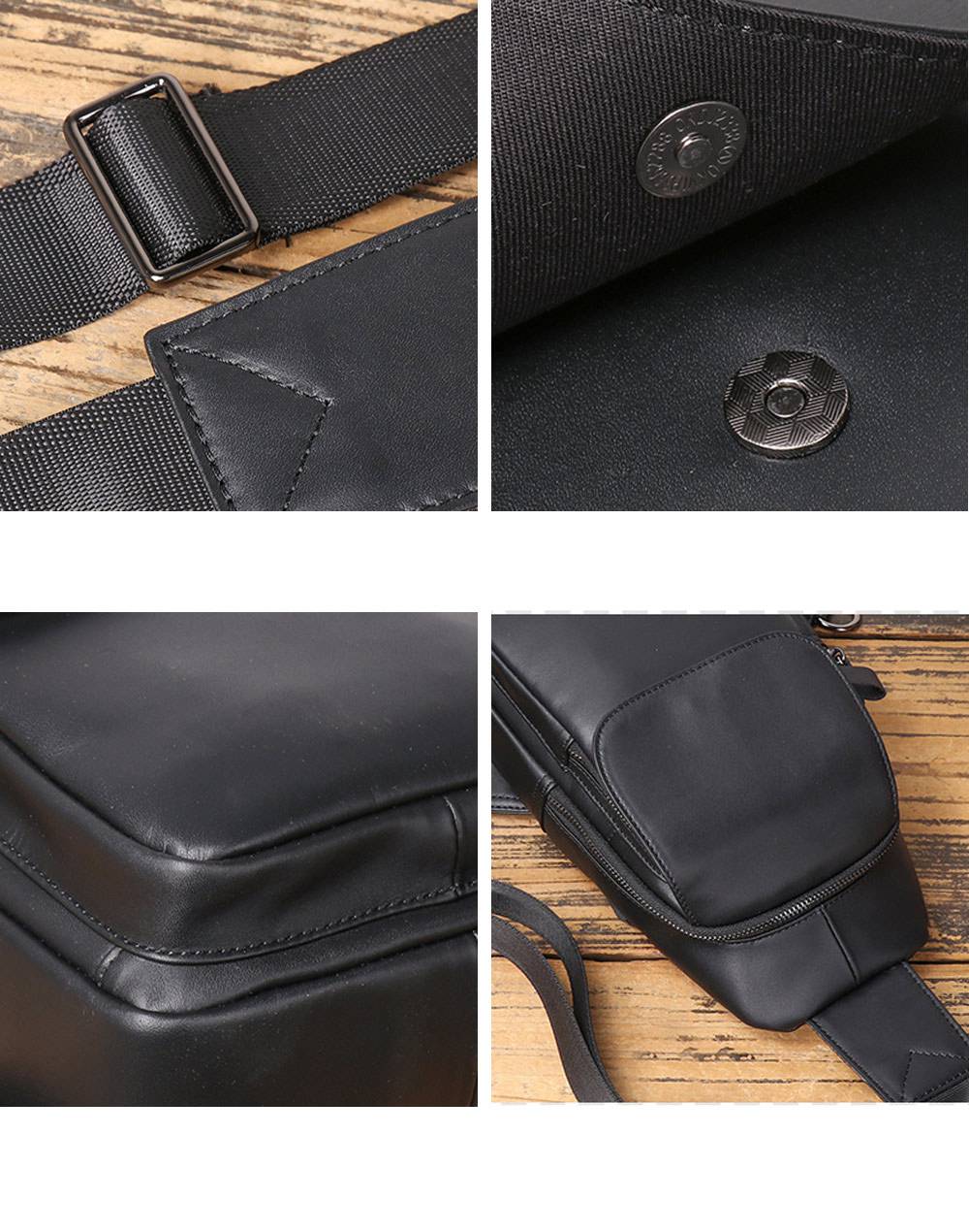 真皮單肩包 新款頭層牛皮斜挎包手機包 休閒胸包 男便攜多功能包斜背包推薦 真皮包包