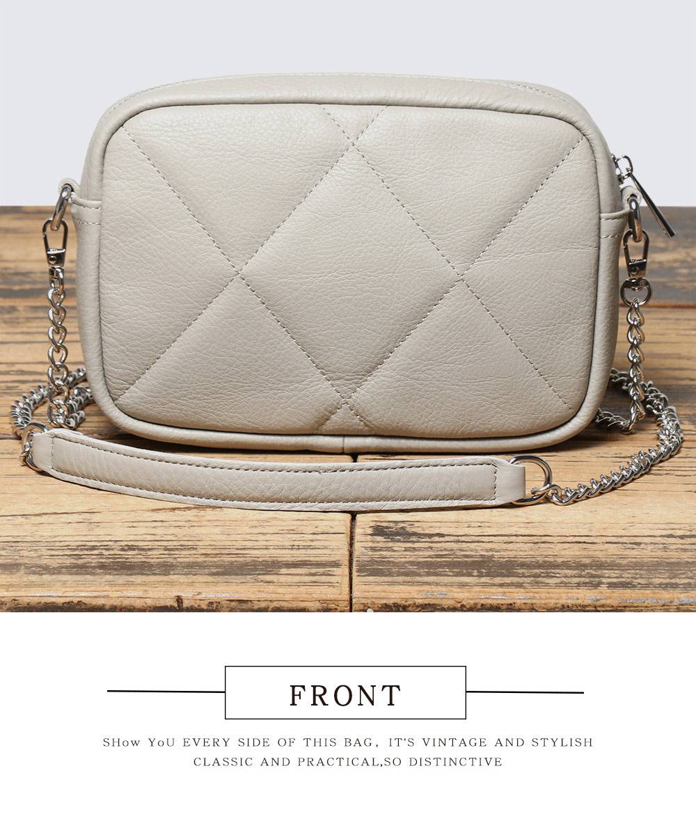 真皮新款菱格鏈條包 頭層牛皮小方包 女生真皮斜挎包 女式簡約休閒單肩包斜背包推薦 真皮包包