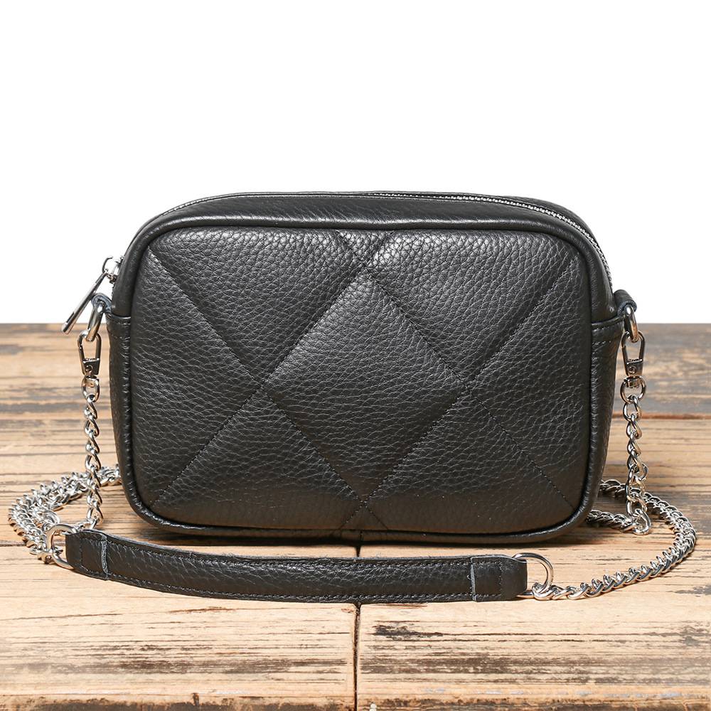 真皮新款菱格鏈條包 頭層牛皮小方包 女生真皮斜挎包 女式簡約休閒單肩包斜背包推薦 真皮包包