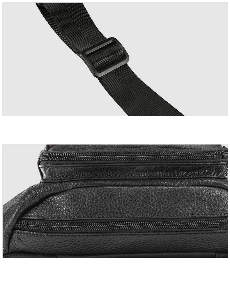 頭層牛皮真皮腰包 油蠟皮戶外休閒運動胸包斜背包 手機包高級感黑色多功能斜挎包推薦 真皮包包