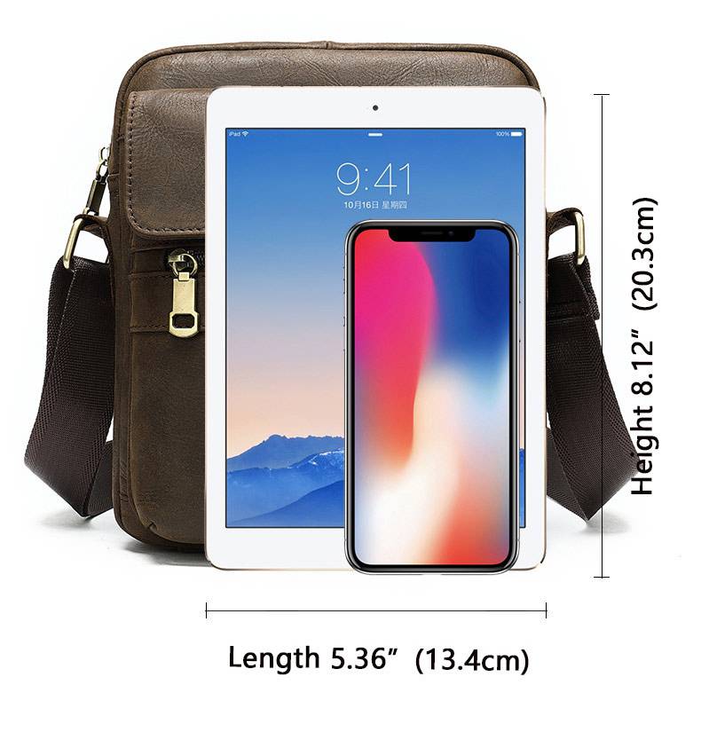 新款復古拉鏈單肩包 商務通勤頭層牛皮斜挎包 男款真皮包包 男士斜挎單肩包斜背包推薦 真皮包包