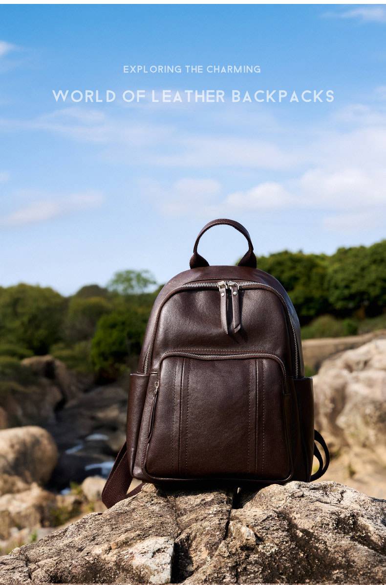 新款頭層植鞣牛皮後背包 歐美時尚雙肩包 女生學生書包 真皮女包 大容量軟皮多用女士背包推薦包 真皮包包