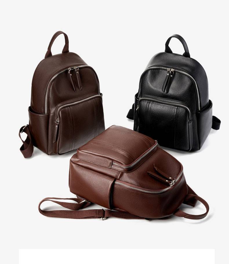 新款頭層植鞣牛皮後背包 歐美時尚雙肩包 女生學生書包 真皮女包 大容量軟皮多用女士背包推薦包 真皮包包