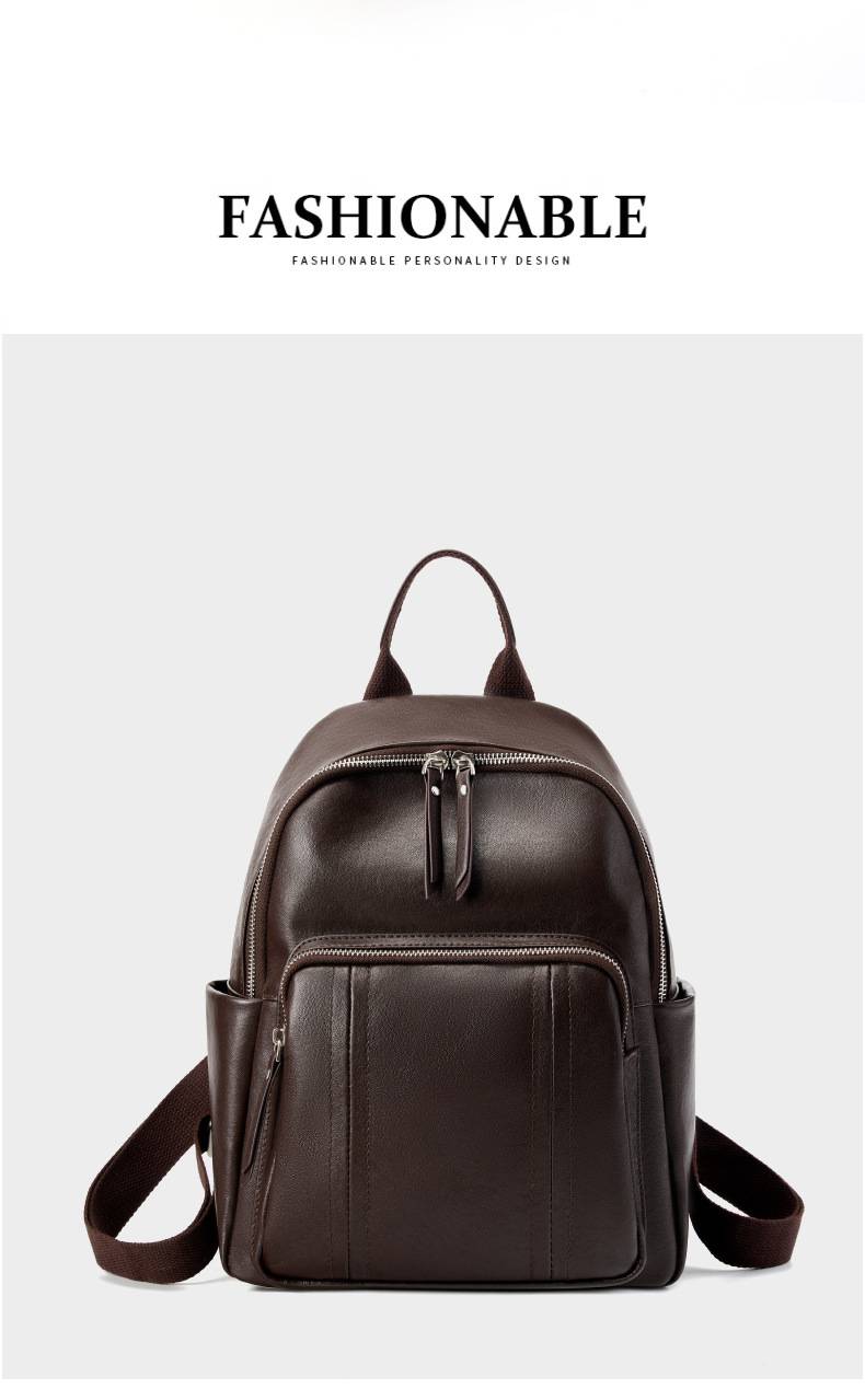 新款頭層植鞣牛皮後背包 歐美時尚雙肩包 女生學生書包 真皮女包 大容量軟皮多用女士背包推薦包 真皮包包