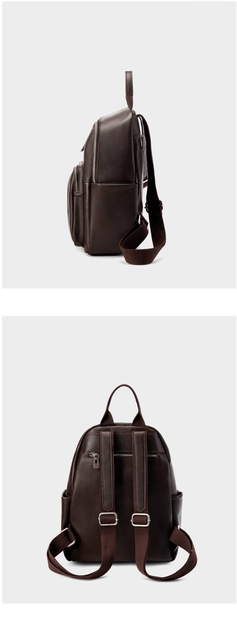 新款頭層植鞣牛皮後背包 歐美時尚雙肩包 女生學生書包 真皮女包 大容量軟皮多用女士背包推薦包 真皮包包