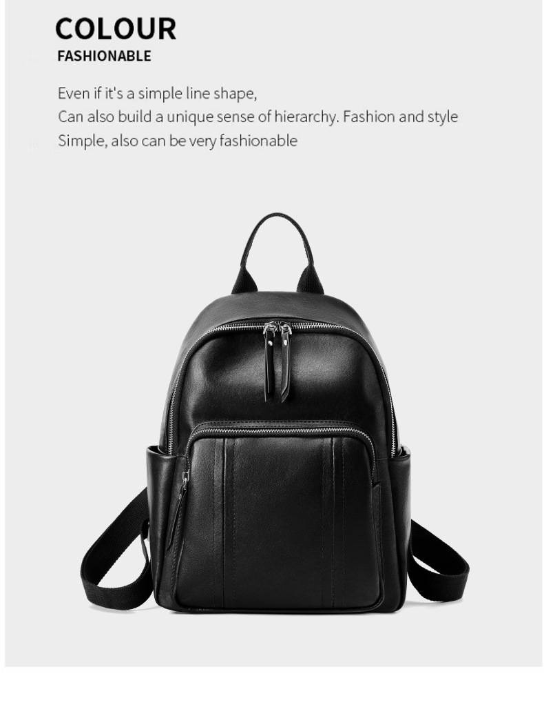新款頭層植鞣牛皮後背包 歐美時尚雙肩包 女生學生書包 真皮女包 大容量軟皮多用女士背包推薦包 真皮包包