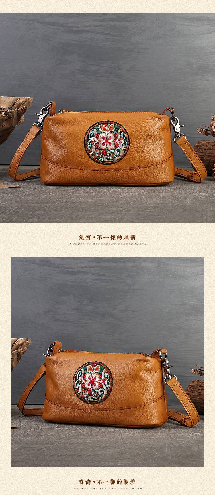 新款刺繡枕頭包 真皮斜背包女包側背包單肩背包 新款大容量復古民族風刺繡斜挎包推薦 真皮包包