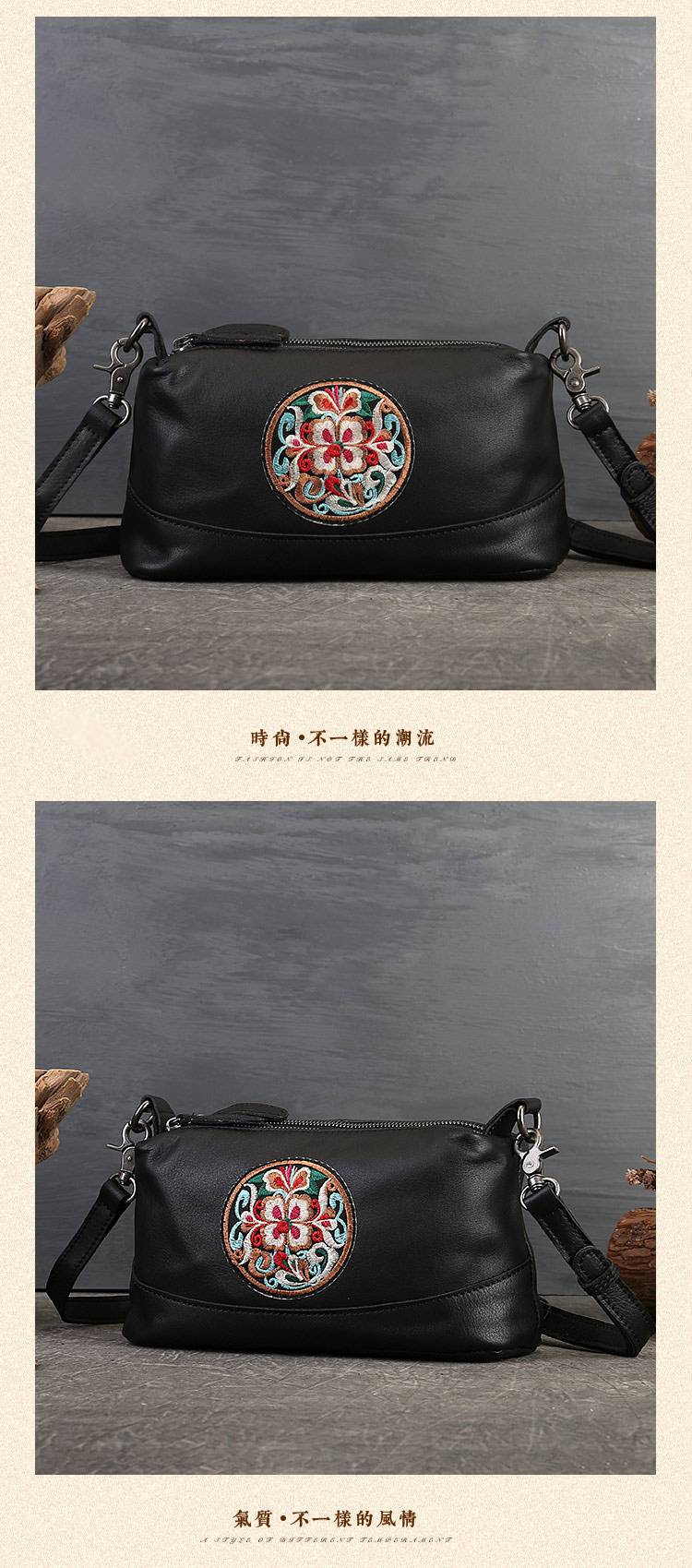 新款刺繡枕頭包 真皮斜背包女包側背包單肩背包 新款大容量復古民族風刺繡斜挎包推薦 真皮包包