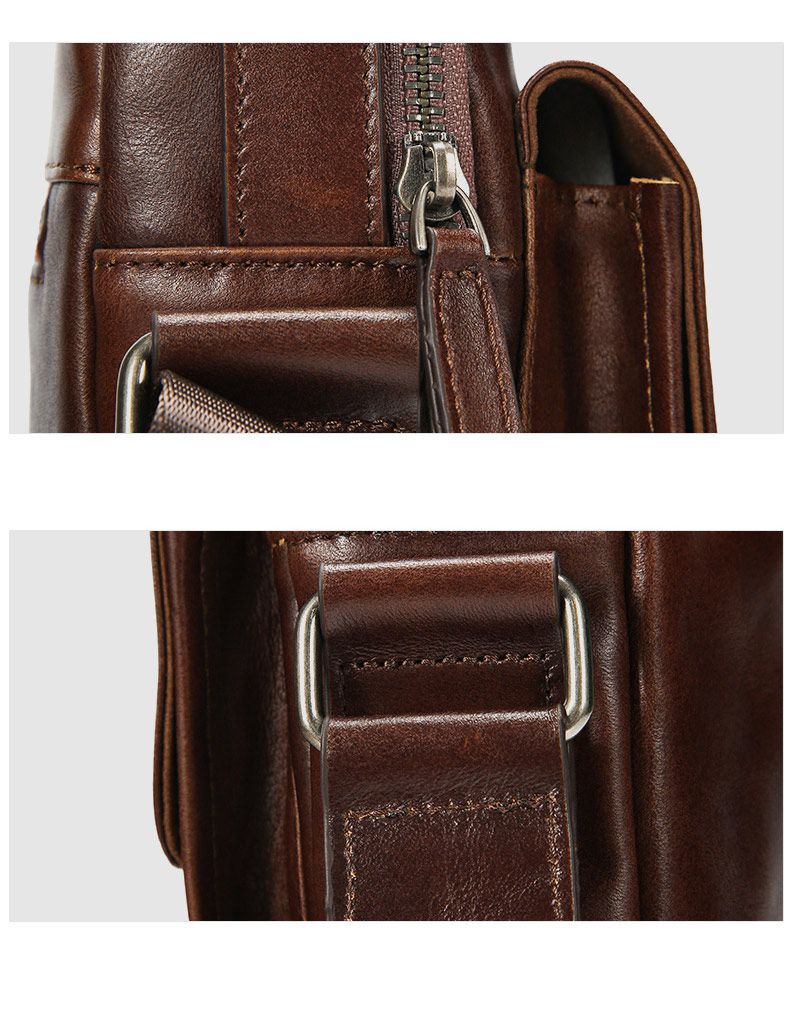 新款男士真皮斜挎包 油蠟皮休閒通勤豎款單肩包 頭層牛皮包包 休閒百搭斜背包手提包推薦 真皮包包