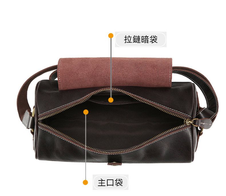 新款圓筒包 復古真皮男士斜挎包 戶外休閒大容量男包胞包肩背包 耐磨實用斜背包推薦 真皮包包