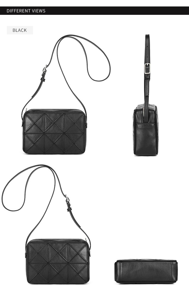 頭層植鞣皮新款菱格包 女生單肩包斜背包 復古輕便創意小方包 時尚少女單肩背包斜挎包推薦 真皮包包