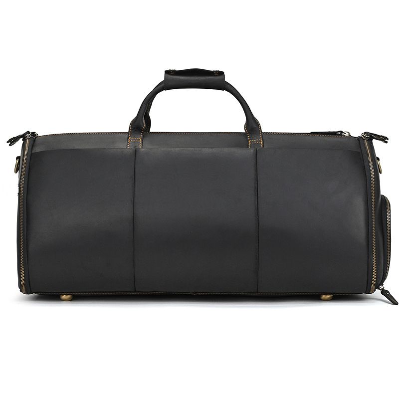 復古大容量旅行包運動健身包 瘋馬皮手提包手袋 頭層牛皮行李箱包 真皮斜背旅行袋推薦 真皮包包