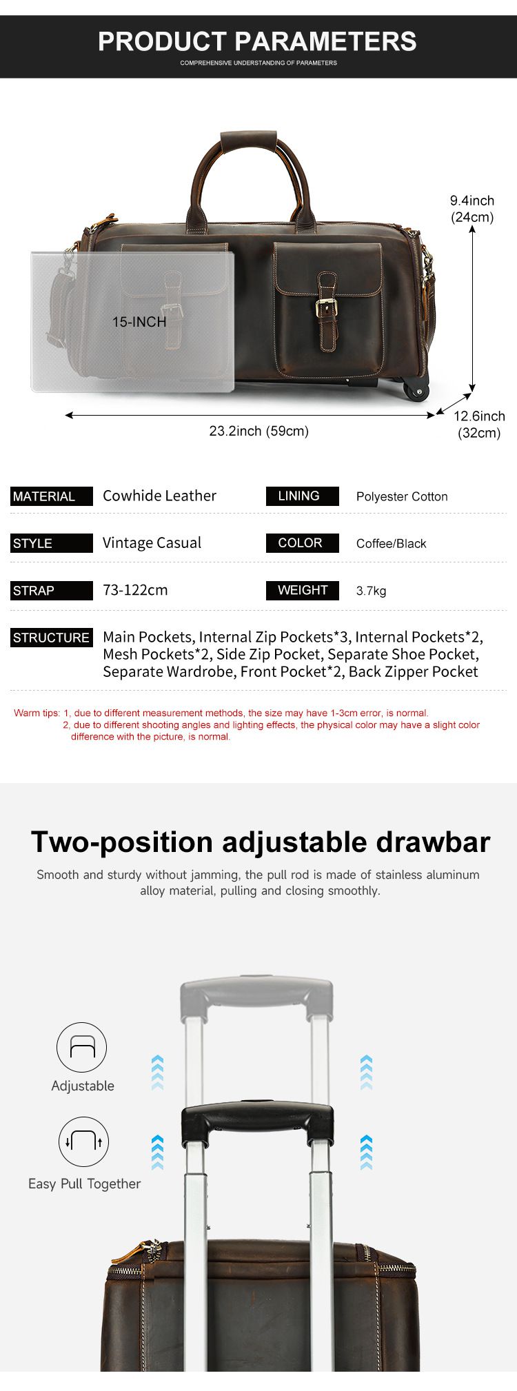 復古大容量帶滑輪瘋馬皮旅行包 男式拉杆箱旅行手袋 頭層牛皮西裝包手提包帶鞋倉商務出差行李包推薦 真皮包包