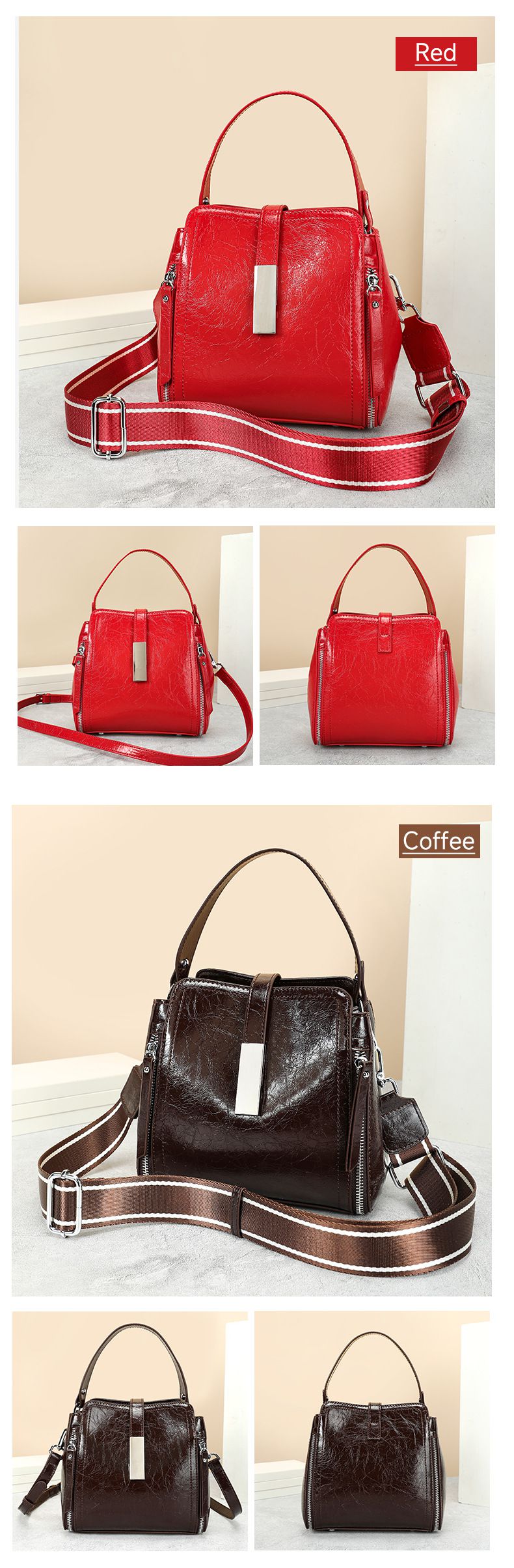 熱銷時尚真皮女士斜背包 真皮單肩包 百搭水桶包 頭層牛皮高檔手提包女生手袋推薦 真皮包包