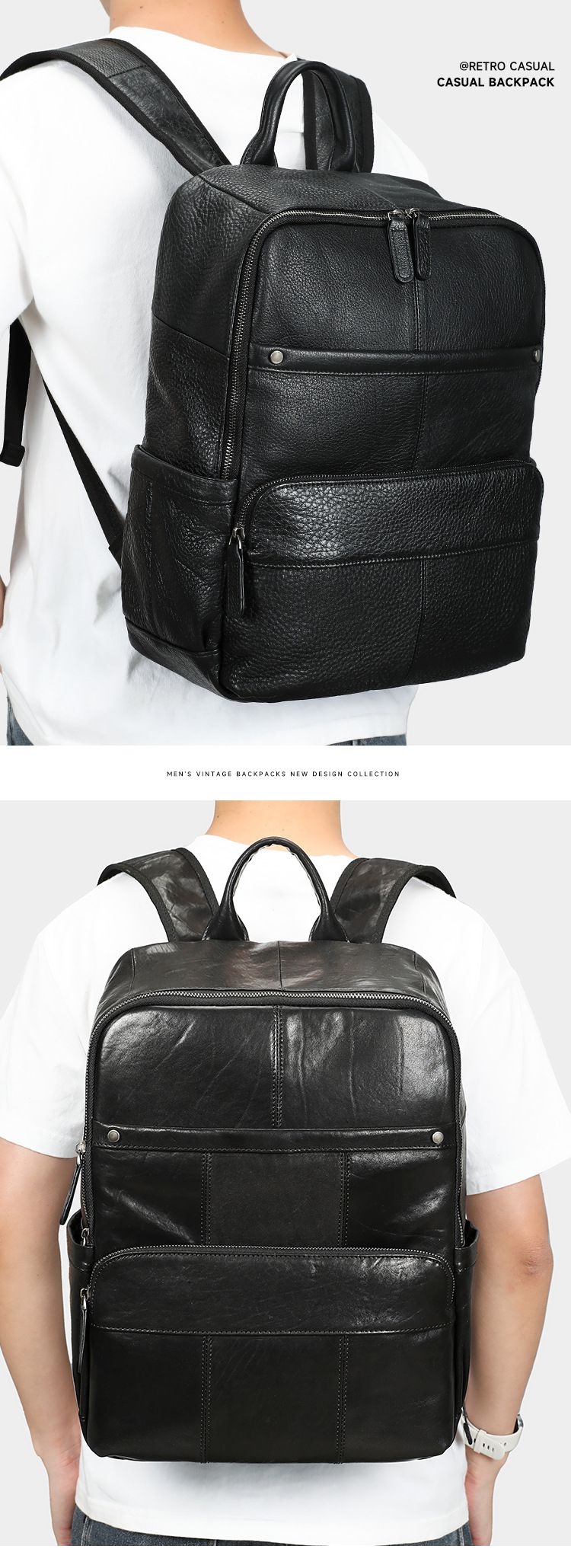 真皮男士後背包 高級感大容量擦色植鞣皮旅行包 男士頭層牛皮雙肩包 16吋筆電背包潮包推薦 真皮包包