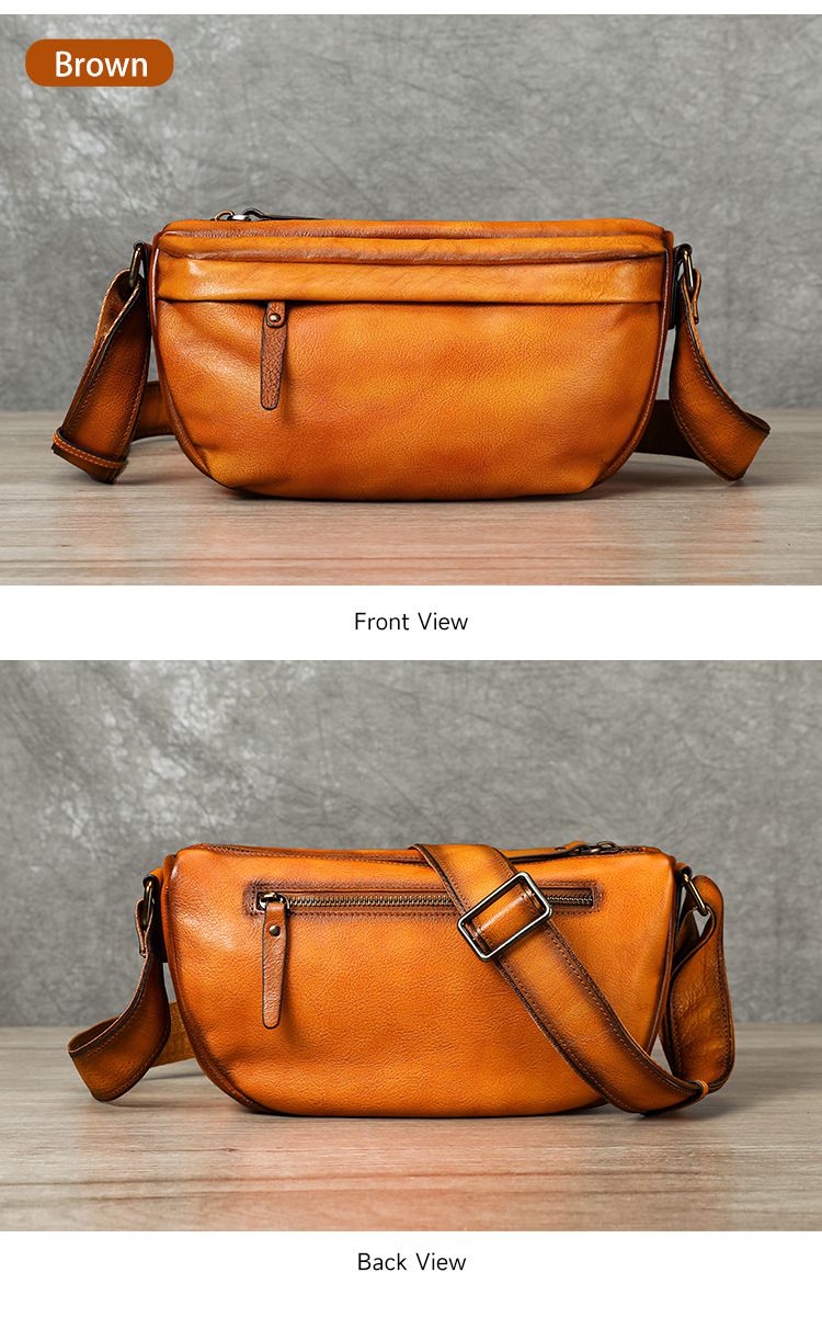 新款復古擦色斜背包 頭層牛皮男士斜挎單肩包 真皮斜挎包植鞣皮側背包男包推薦 真皮包包