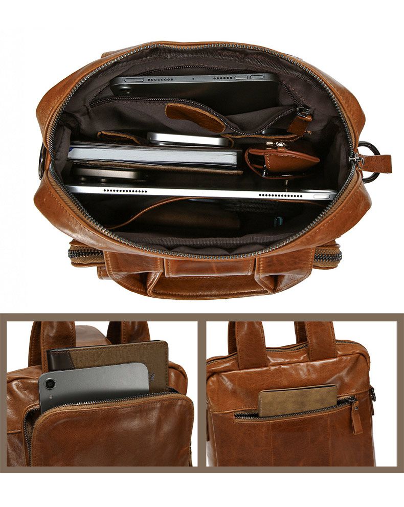 新款真皮斜挎包 多功能休閒手提包 通勤豎款手袋 復古斜背包大容量男士包包推薦 真皮包包