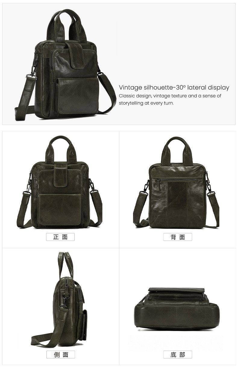 新款真皮斜挎包 多功能休閒手提包 通勤豎款手袋 復古斜背包大容量男士包包推薦 真皮包包