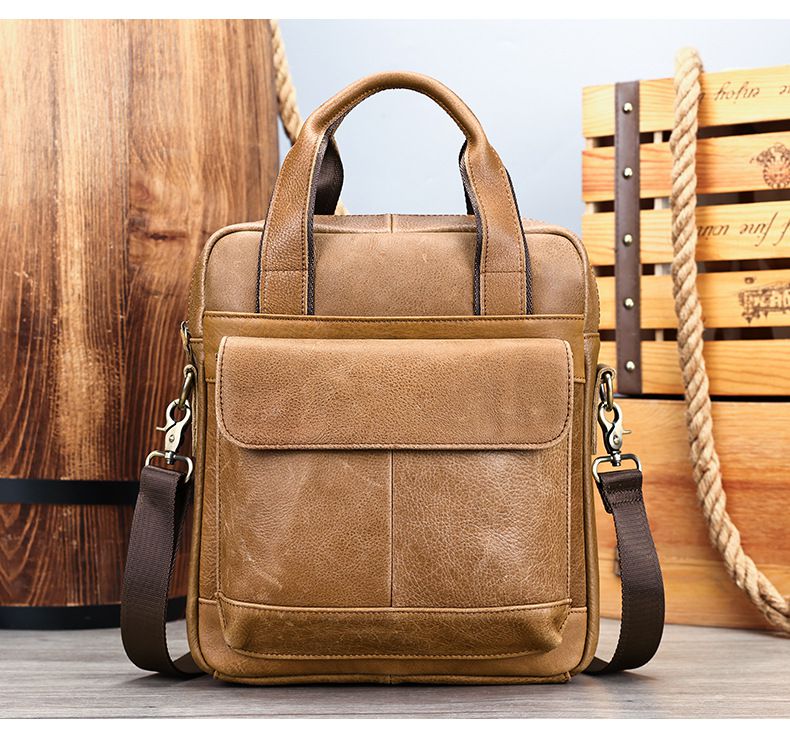 真皮男包 商務公事包 新款頭層牛皮手提包公文包斜背包 高級感休閒斜挎包單肩包推薦 真皮包包