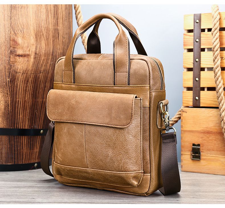 真皮男包 商務公事包 新款頭層牛皮手提包公文包斜背包 高級感休閒斜挎包單肩包推薦 真皮包包