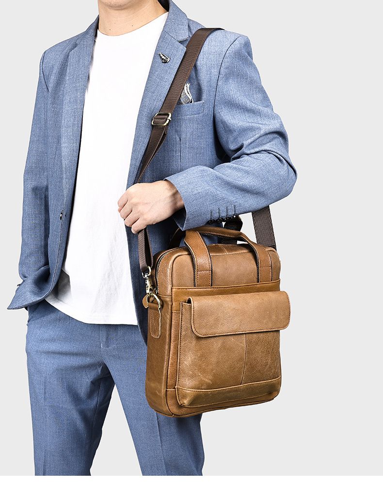 真皮男包 商務公事包 新款頭層牛皮手提包公文包斜背包 高級感休閒斜挎包單肩包推薦 真皮包包
