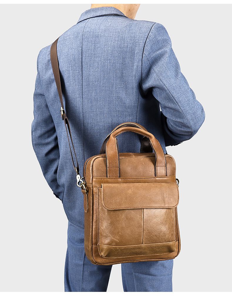 真皮男包 商務公事包 新款頭層牛皮手提包公文包斜背包 高級感休閒斜挎包單肩包推薦 真皮包包