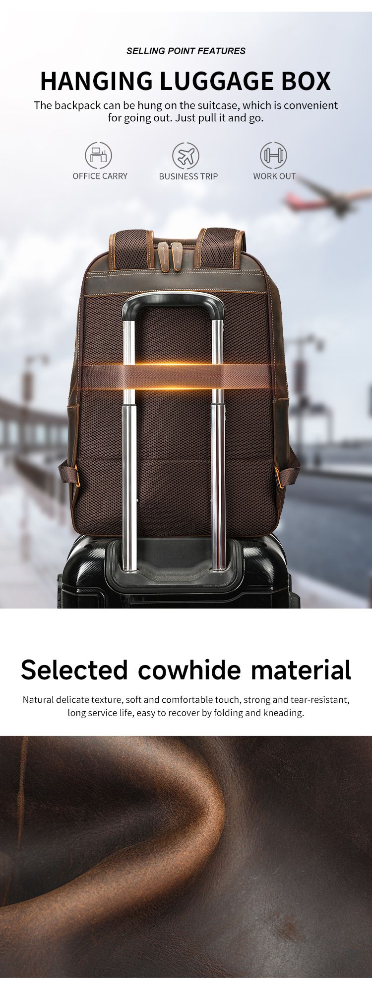 男式瘋馬皮雙肩包 頭層牛皮商務後背包 新款大容量男款高檔17吋電腦背包文件包推薦  真皮包包