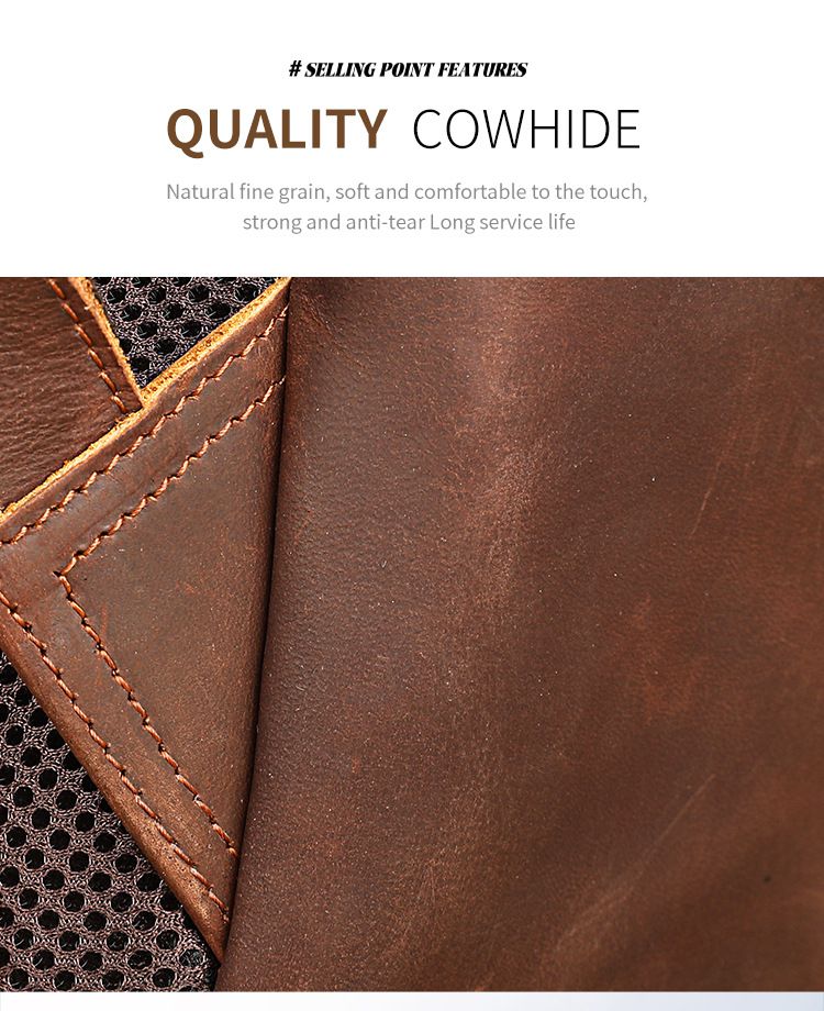 頭層牛皮商務雙肩包 瘋馬皮後背包 大學生書包 15吋電腦背包潮包 高級感時尚簡約真皮旅行包推薦  真皮包包