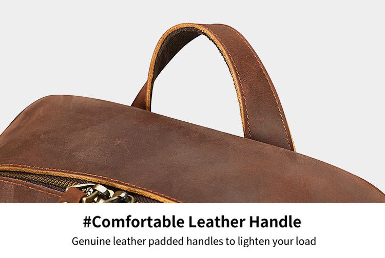 頭層牛皮商務雙肩包 瘋馬皮後背包 大學生書包 15吋電腦背包潮包 高級感時尚簡約真皮旅行包推薦  真皮包包