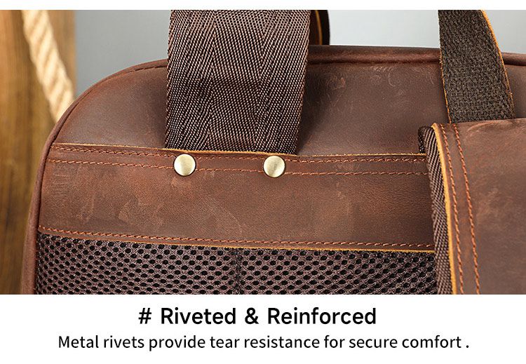 頭層牛皮商務雙肩包 瘋馬皮後背包 大學生書包 15吋電腦背包潮包 高級感時尚簡約真皮旅行包推薦  真皮包包