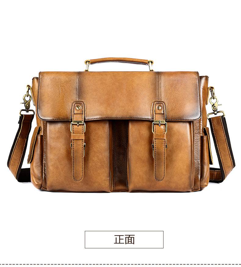 復古商務公事包 頭層牛皮手提包 商務出行手袋公文包 高檔男士辦公電腦包斜背包推薦 真皮包包