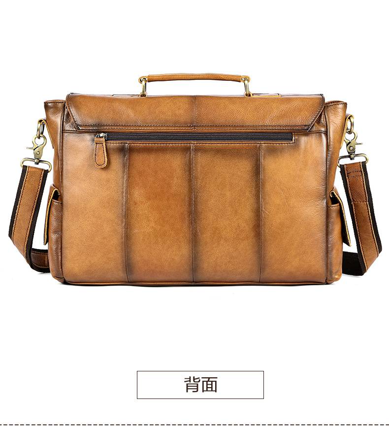 復古商務公事包 頭層牛皮手提包 商務出行手袋公文包 高檔男士辦公電腦包斜背包推薦 真皮包包