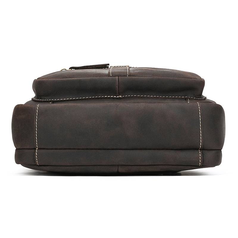 瘋馬皮斜背包 頭層牛皮手提包 商務公事包手袋側背包斜跨包 休閑背包新款真皮包包推薦 真皮包包