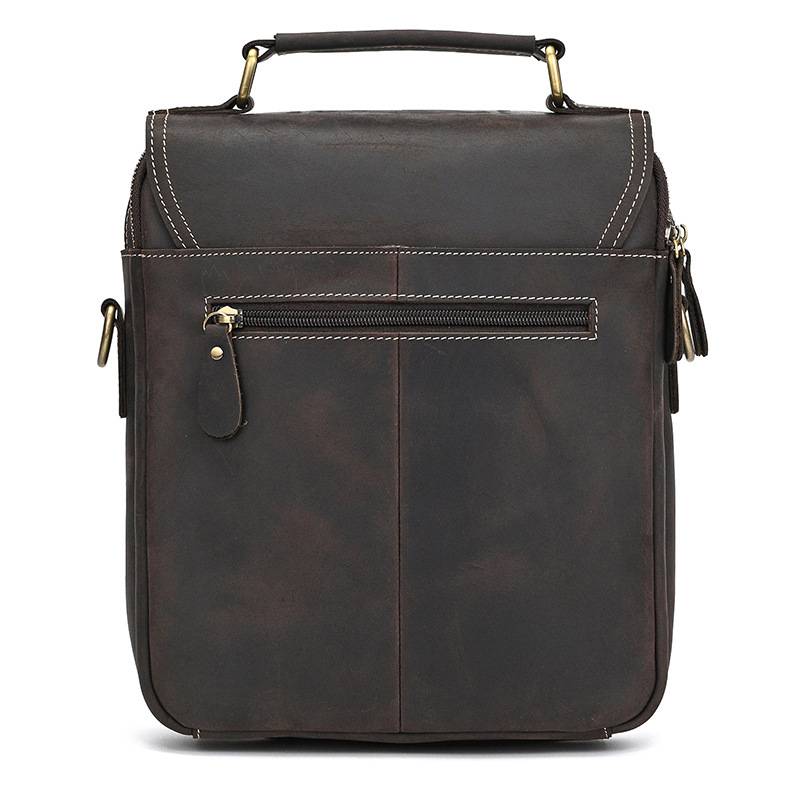 瘋馬皮斜背包 頭層牛皮手提包 商務公事包手袋側背包斜跨包 休閑背包新款真皮包包推薦 真皮包包