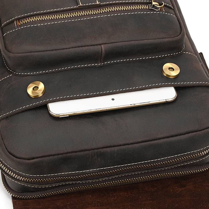 瘋馬皮斜背包 頭層牛皮手提包 商務公事包手袋側背包斜跨包 休閑背包新款真皮包包推薦 真皮包包