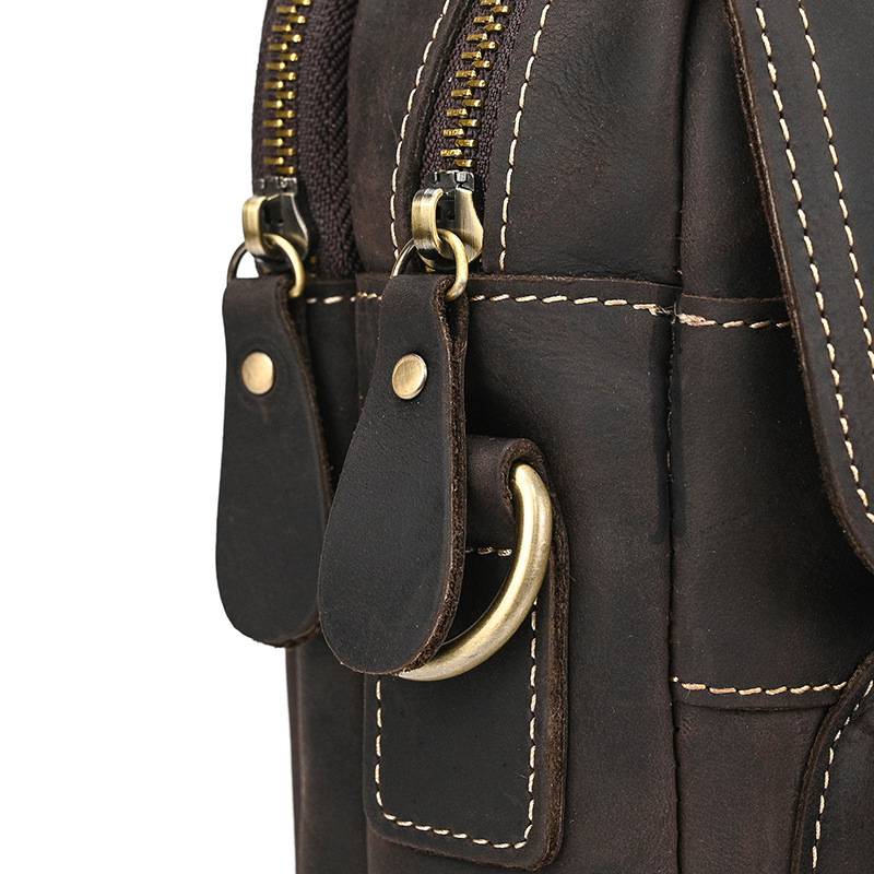 瘋馬皮斜背包 頭層牛皮手提包 商務公事包手袋側背包斜跨包 休閑背包新款真皮包包推薦 真皮包包