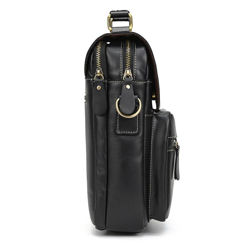 瘋馬皮斜背包 頭層牛皮手提包 商務公事包手袋側背包斜跨包 休閑背包新款真皮包包推薦 真皮包包