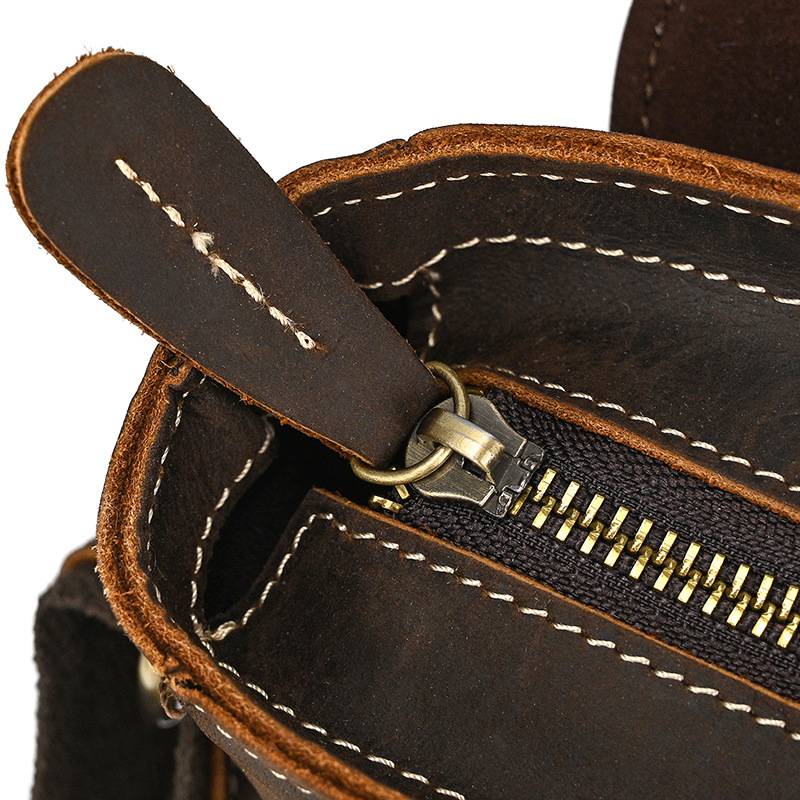 新款復古男士單肩包 瘋馬皮郵差包斜背包 真皮側背包斜挎包 頭層牛皮旅行斜跨包推薦 真皮包包