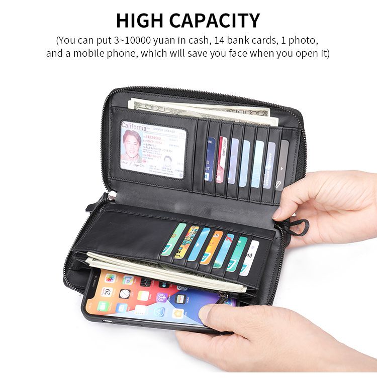 男士錢包長款真皮手包 頭層牛皮錢夾 復古手拿包皮夾 新款柔軟男款手機包錢夾推薦 真皮包包