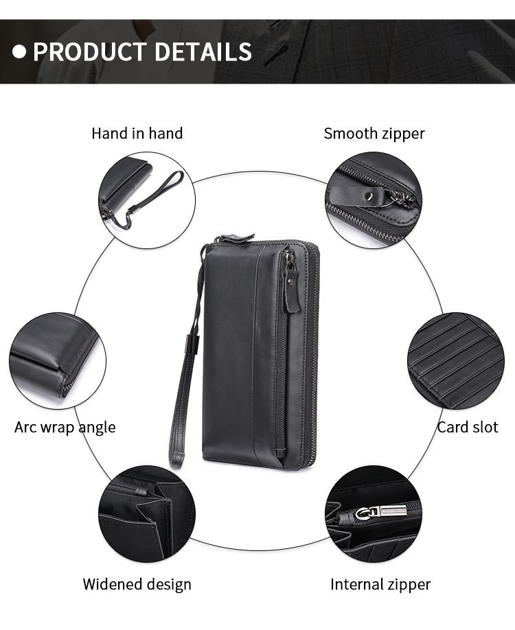 男士錢包長款真皮手包 頭層牛皮錢夾 復古手拿包皮夾 新款柔軟男款手機包錢夾推薦 真皮包包