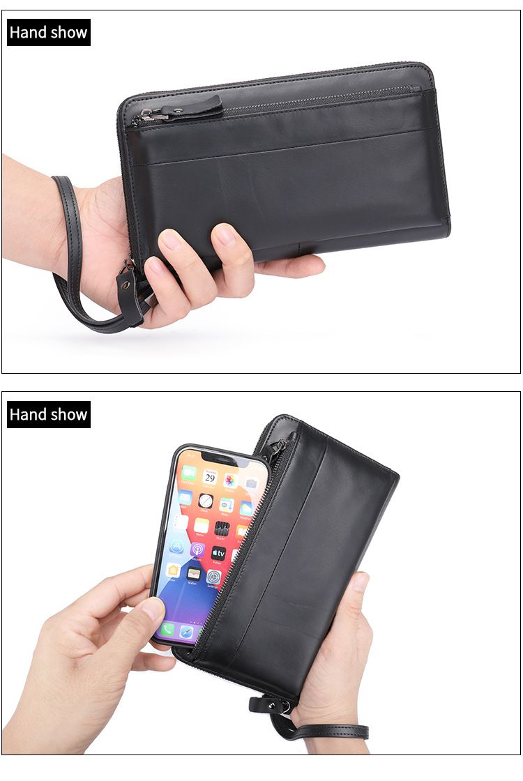 男士錢包長款真皮手包 頭層牛皮錢夾 復古手拿包皮夾 新款柔軟男款手機包錢夾推薦 真皮包包