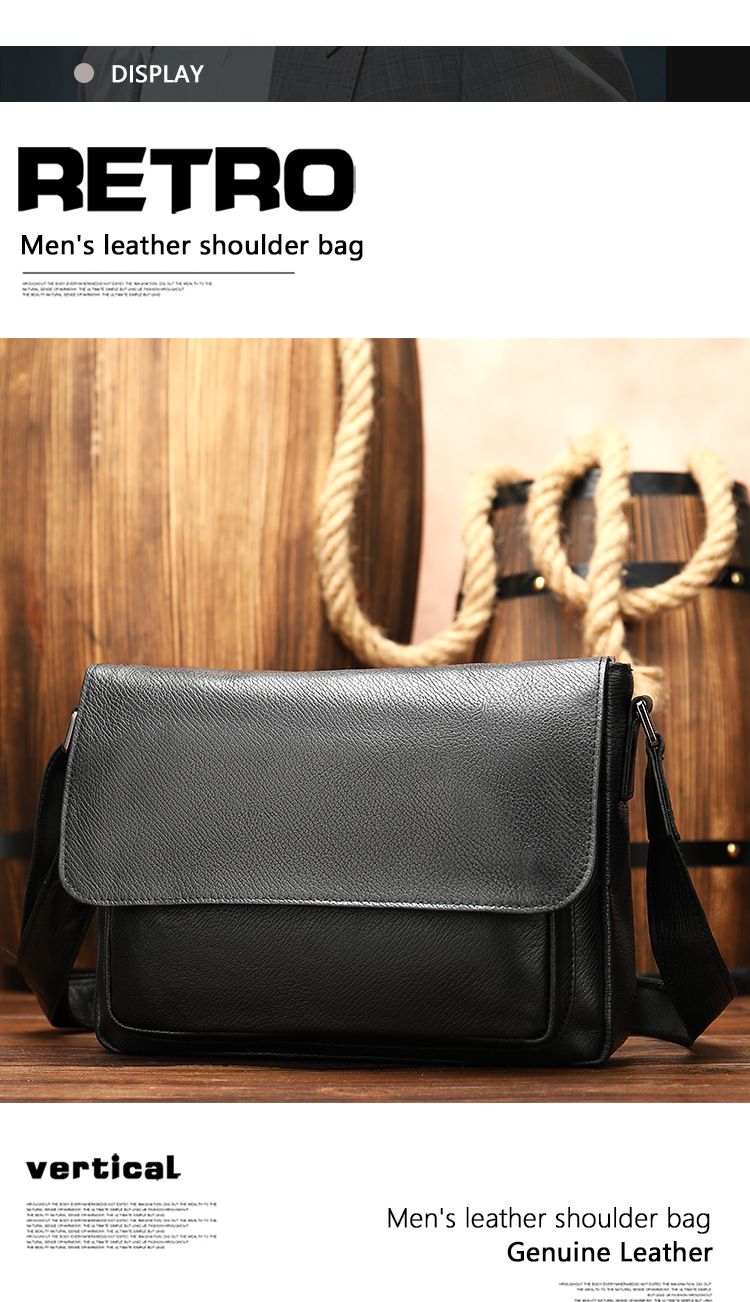 真皮男包 頭層牛皮韓版潮流男士郵差包 新款男士單肩斜挎包 新款簡約翻蓋斜背包推薦 真皮包包