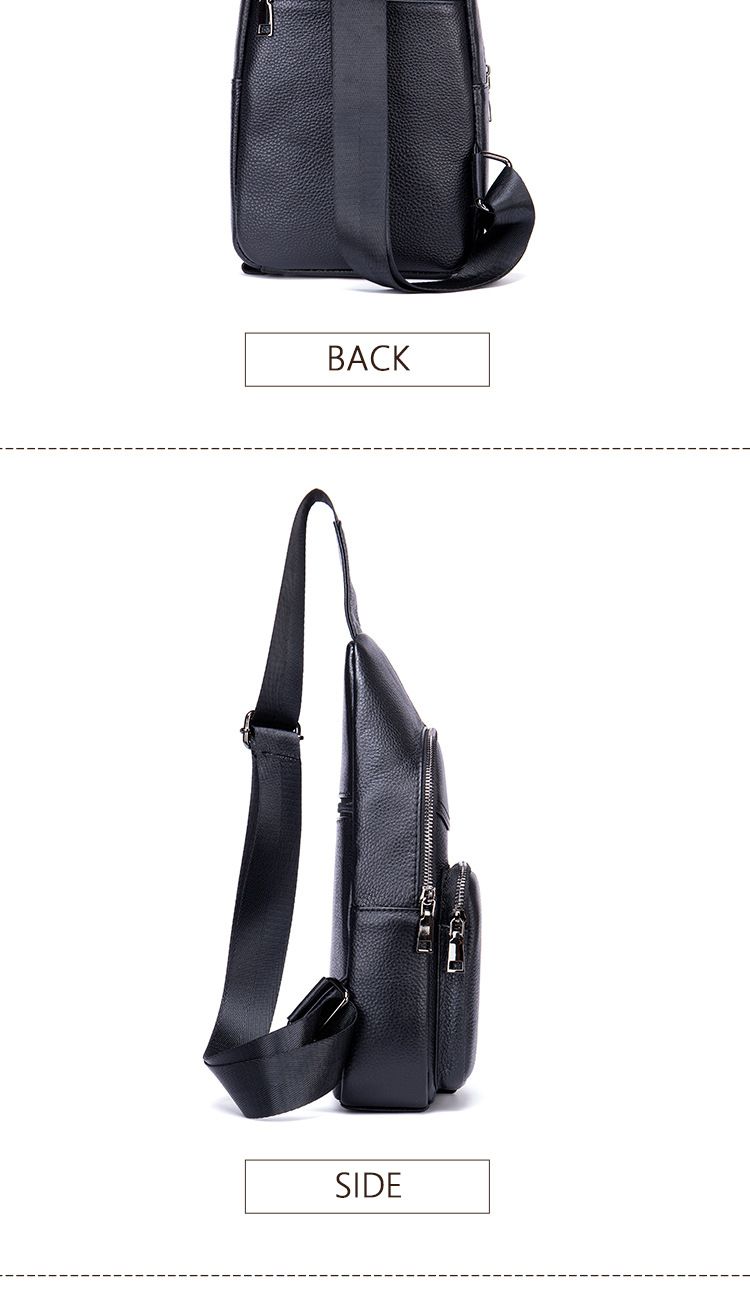 男士真皮胸包斜背包 頭層牛皮單肩斜挎包 男款潮牌大容量男生胸前包休閒包包推薦 真皮包包