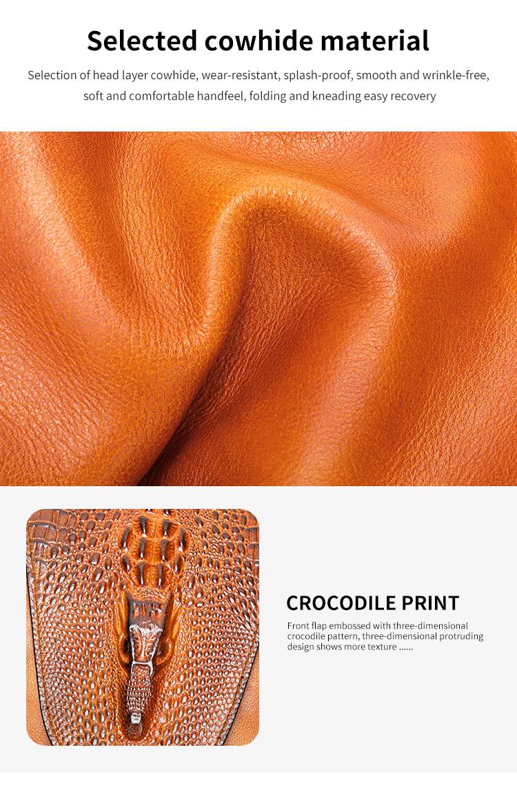 男士鱷魚紋擦色胸包 真皮休閒牛皮斜背包 大容量單肩斜挎包 運動戶外高級感胸前包男包推薦 真皮包包