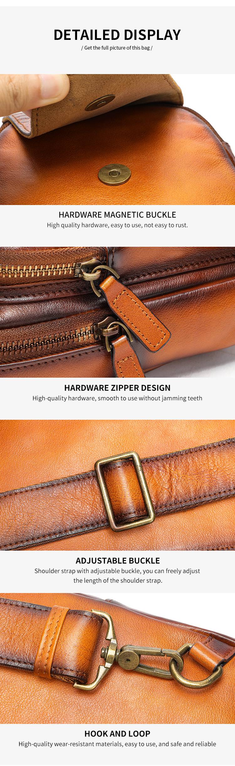 男士鱷魚紋擦色胸包 真皮休閒牛皮斜背包 大容量單肩斜挎包 運動戶外高級感胸前包男包推薦 真皮包包