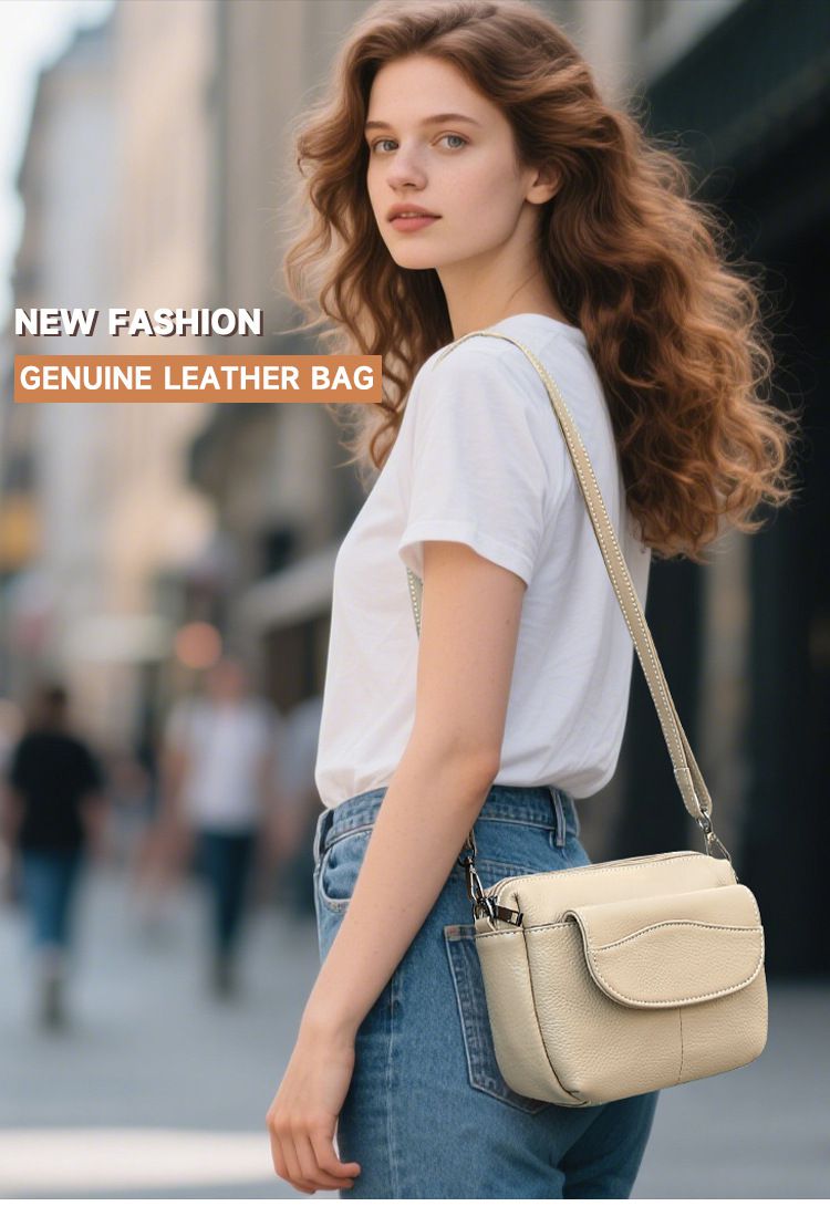 真皮女士斜挎包 高級感頭層牛皮單肩包 女式單肩斜背包 新款女生小背包推薦 真皮包包